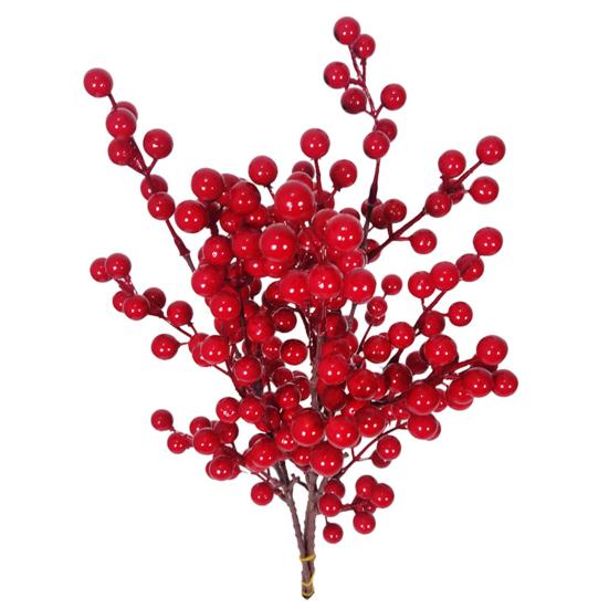 Artificial Red Berry Pick Christmas Holly Berries Stem Faux Plants Foam Berries Branch Xmas Holiday Wedding Party Home Decoration