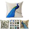 Luxuriöser Kissenbezug aus Baumwolle und Leinen mit Pfauenmuster für elegante Heimdekoration, Sofakissenbezug