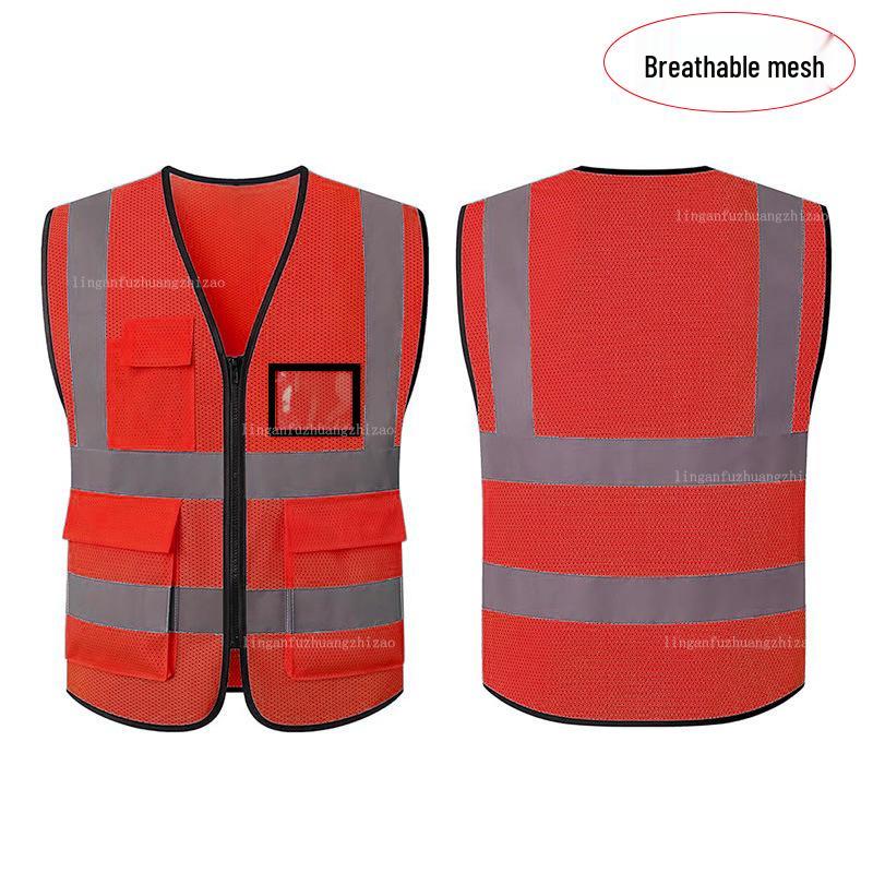Multi-Pocket Reflective Vest for Sanitation & Construction with Printing