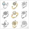 Copper Adjustable Dainty Flower Ring for Women Relaxing Anxiety Spinner Fidget Anti-Stress Metal Rotating Finger Ring
