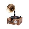 Retro Wood Grain Bluetooth Vinyl Speaker with Rotating Design
