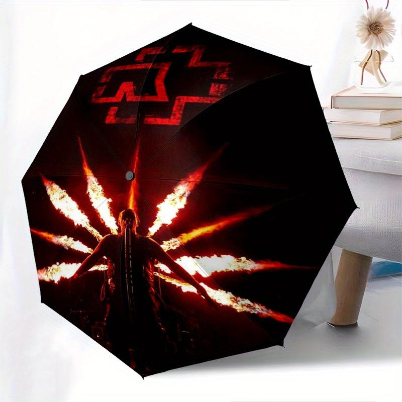 1pc Rammstein Flames Performance Themed High-quality Umbrella,Automatic Opening and Closing Umbrella,Multi-functional Umbrella G0811020