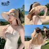 Summer Colored Glue Big Brim Sun Hat Children Outdoor Shawl Neck Protector Empty Top Sun Protection Hat Seaside Outing Bucket Hat