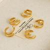 18K Gold Plated European Stainless Steel Double-Layer Ear Clip for Women - Versatile & Creative Fashion Jewelry