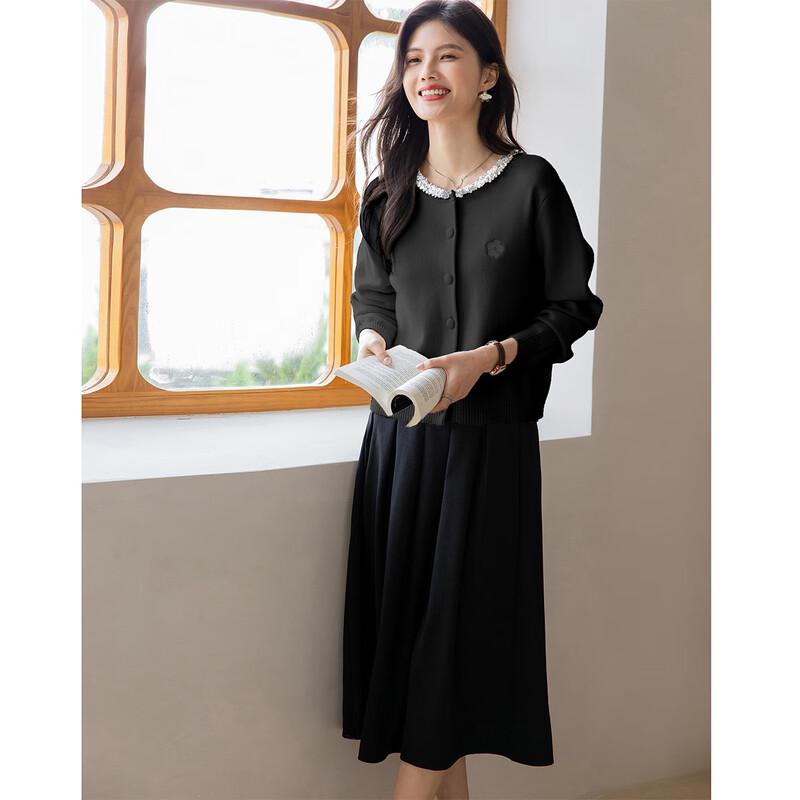 Mocana Women's Elegant Knit Cardigan & Mid-Length Dress Set
