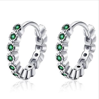 Mode Dame Gold Kristall Grün Hoop Ohrringe Weiblichen Schmuck Trendy Silber 925 Sterling Ohrringe Frauen Zubehör Neue