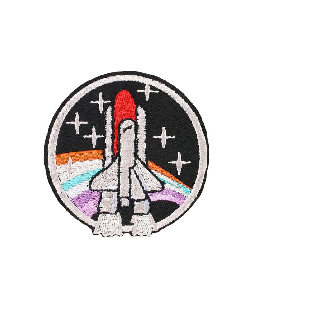 Cartoon Embroidery Cloth Sticker Small Rocket Computer Embroidery Label Spaceship Patch Sticker Bag Decoration Embroidery Chapter Boy Embroidery Stic