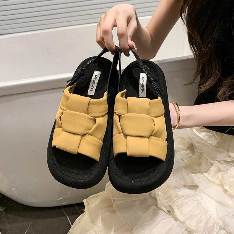 

Retro niche woven muffin platform sandals women s shoes 2025 new summer wear with skirt versatile sandals 40 жёлтый