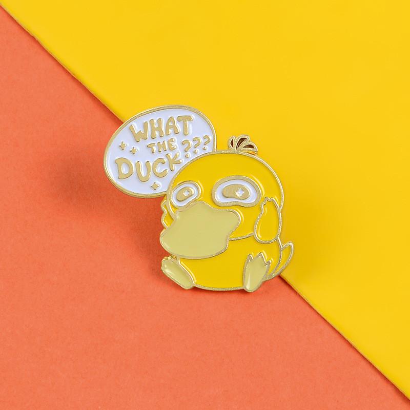 Yellow Creative Animal Duck Brooch With Colorful Enamel And Letter Theme For Trendy Outfits