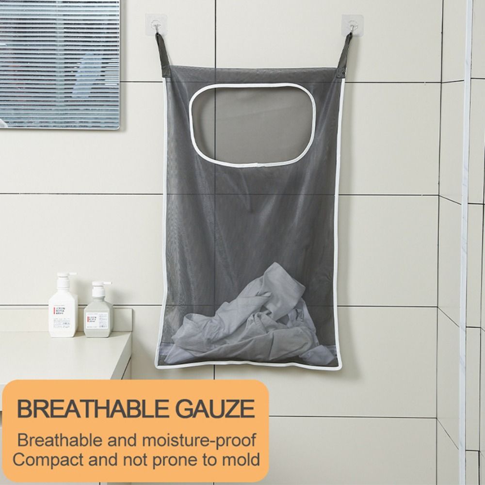 Fabric Hanging Storage Bag Hanging Laundry Holder Practical Clothing Organizer Bag  Bathroom Use