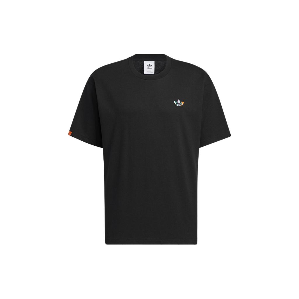 Adidas Originals Trefoil Pattern Print Sports Short Sleeve T-Shirt Unisex Tops Black HR6455