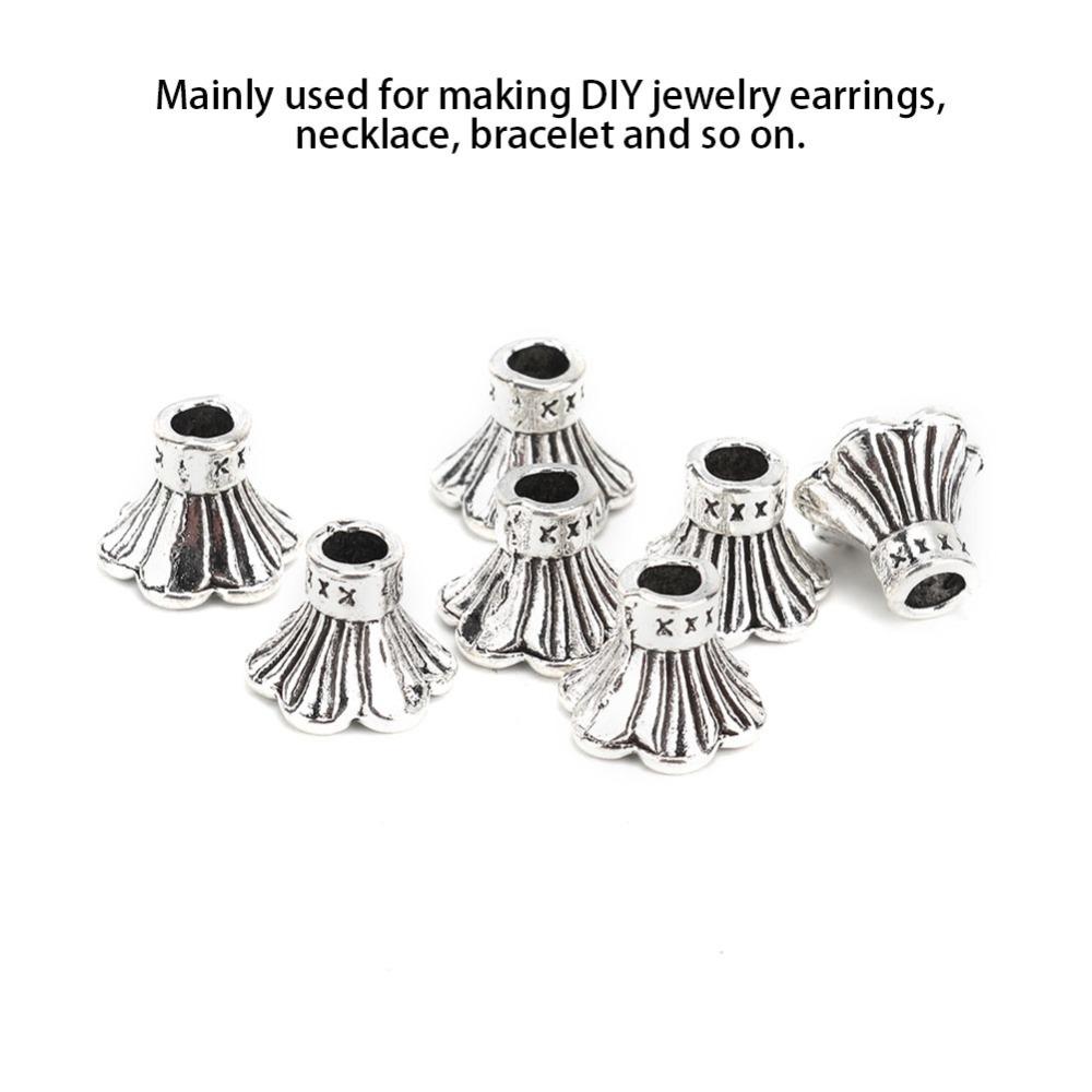 50Pcs Silver Bracelet Beads Pendant Alloy Bead Cap DIY Jewelry Findings Professional Jewelry Makers
