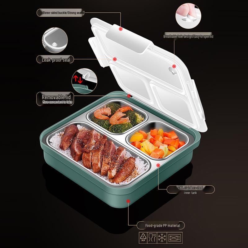 Leak-Proof 316L Stainless Steel Lunch Box: Large-Capacity Portable Bento for Students and Outdoor Use