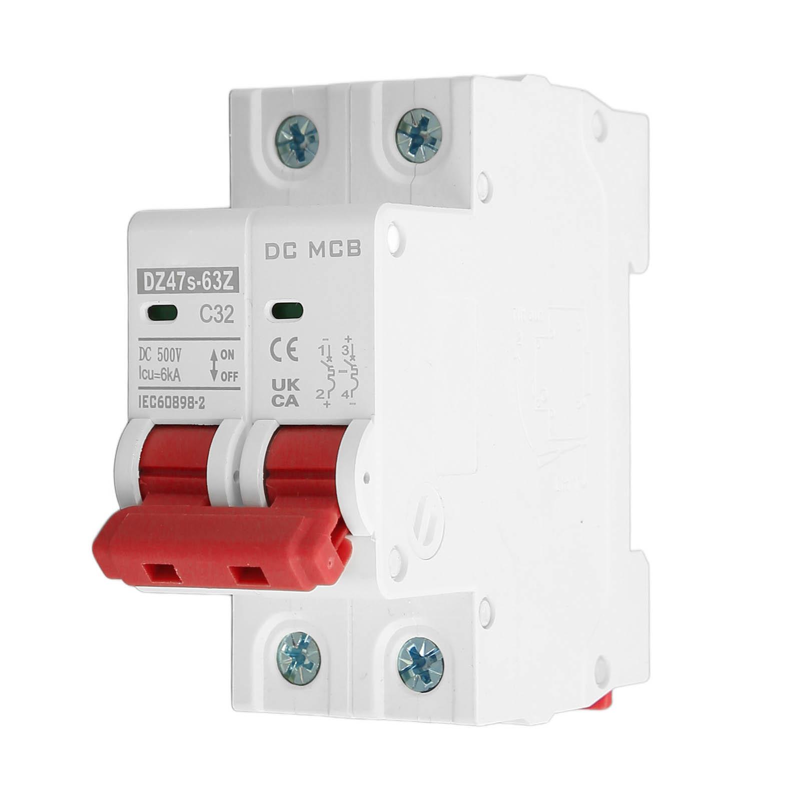 

2P Автоматичний вимикач 6000А Відключаюча здатність Монтаж на DIN-рейку Мініатюрний автоматичний вимикач DC500V 32A