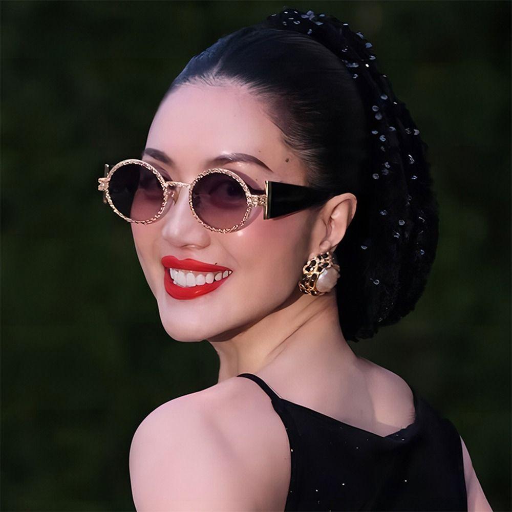 Fashion Round Punk Sunglasses Oval UV Protection Hip Hop Shades Retro Travel Streetwear Eyewear for Women & Men