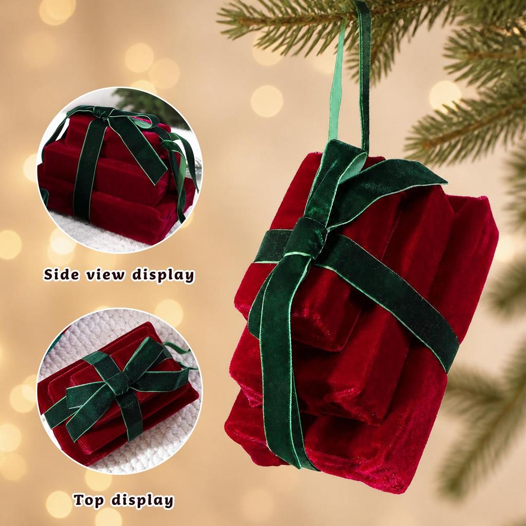 New Wine Red Fabric Gift Bag with Bow for Christmas Indoor Decoration