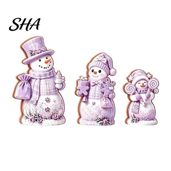 Indoor Winter Decorations 3PCS Christmas Snowman Wooden Ornaments, Decorative Cute Festive Figures, Rustic Holiday Ornaments High-definition Printing