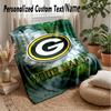 Green Bay Packers Custom Flannel Throw Blanket Print Your Name Text Soft Warm Blanket Holiday Present