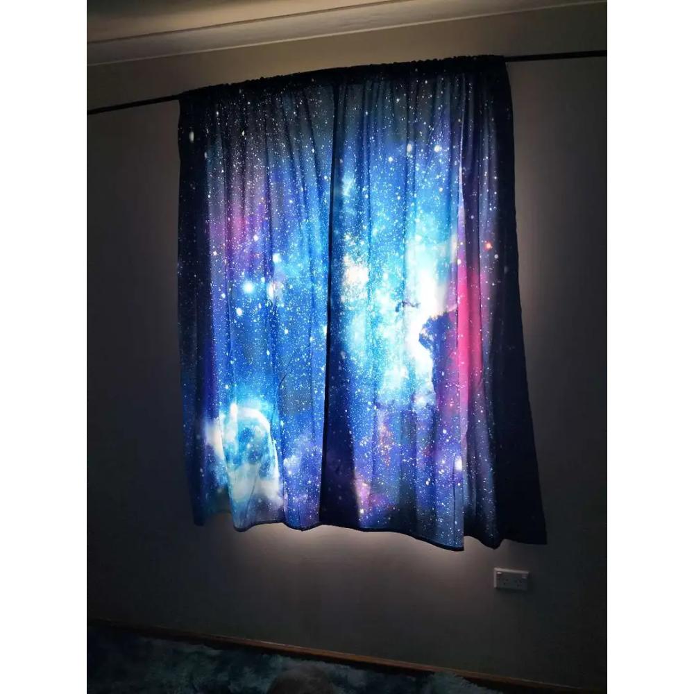 Cosmic Galaxy Printing Star Curtain Living Room Bedroom Curtain Home Decoration Curtain Adult Children's 2 Panels Rod Pocket