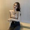 2025 Stylish Black Slim Fit Long Sleeve Women's T-shirt - Autumn Collection