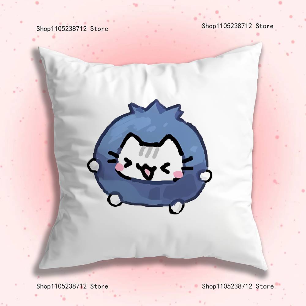 Adorable Cute Cartoon Cat Pillow Case Plush Fabric Soft Pillowcase Double Sided Print Sofa Cushion Cover Throw