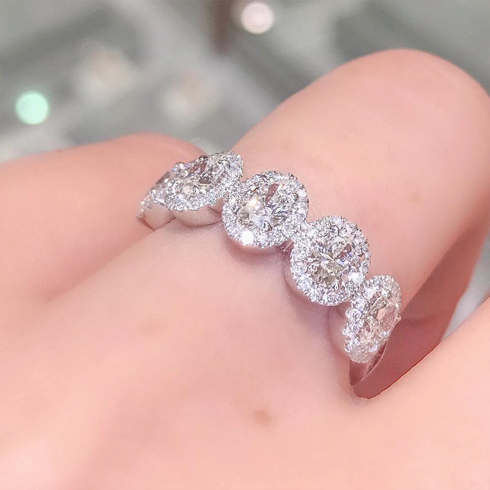 Simple Five-Ring Zirconia Ring - Round Zirconia Finger Ring for Women - Small Jewelry