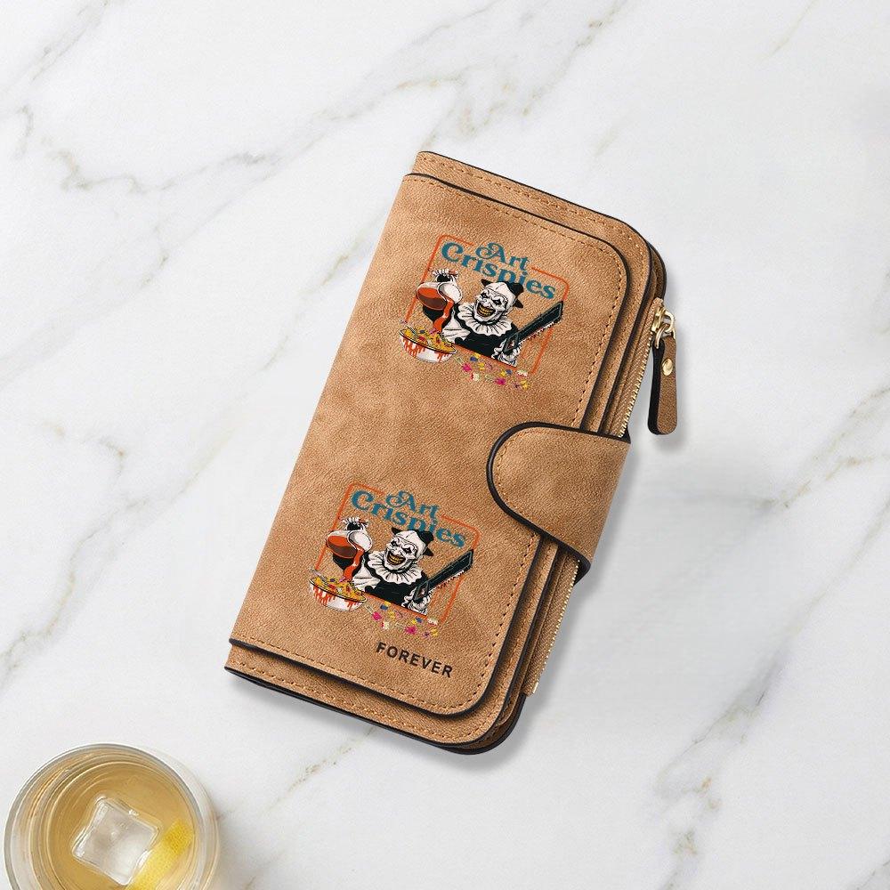 Horror Clown and Bloody Breakfast Print Long Wallet Multifunctional Portable Snap Coin Purse Unisex Perfect Birthday Gift For Halloween Party Daily