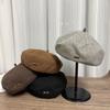 Autumn and Winter New Big Head Circumference Showing Face Small Pumpkin Hat Female British Retro Fashion Warm Painter Hat
