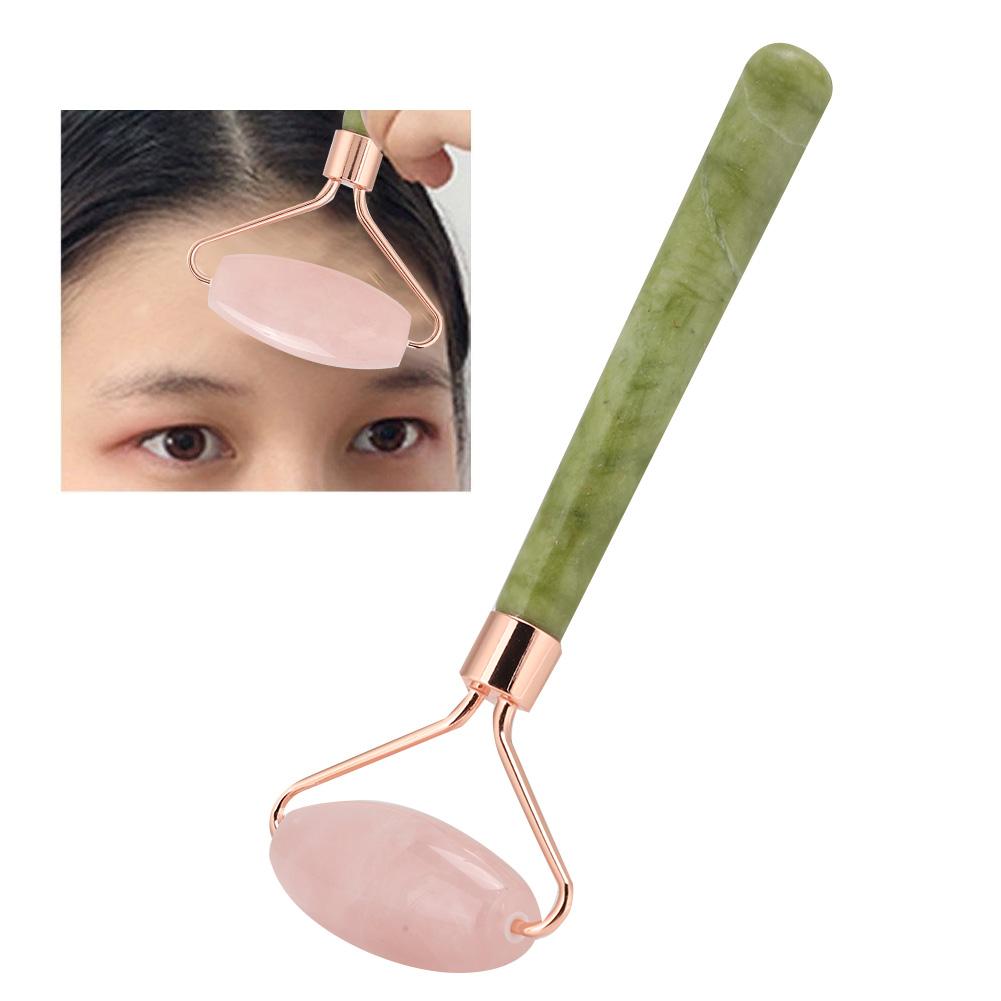 Jadestone Roller Face Massager Skin Tightening Lifting AntiWrinkle Facial Massage Instrument(Pink QuartzJadestone Single Head )