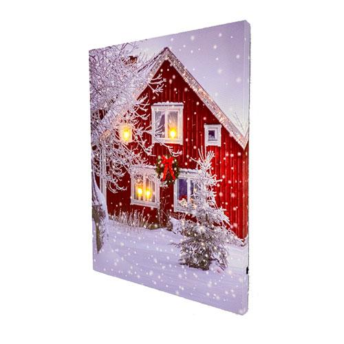 LED Lighted Art Christmas Canvas Painting (House)