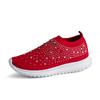 Fashion Women Flat Shoes Knitted Shoes Breathable Mesh Sneakers Crystals Sparkly Sock Shoes Casual Lightweight Walking Shoes