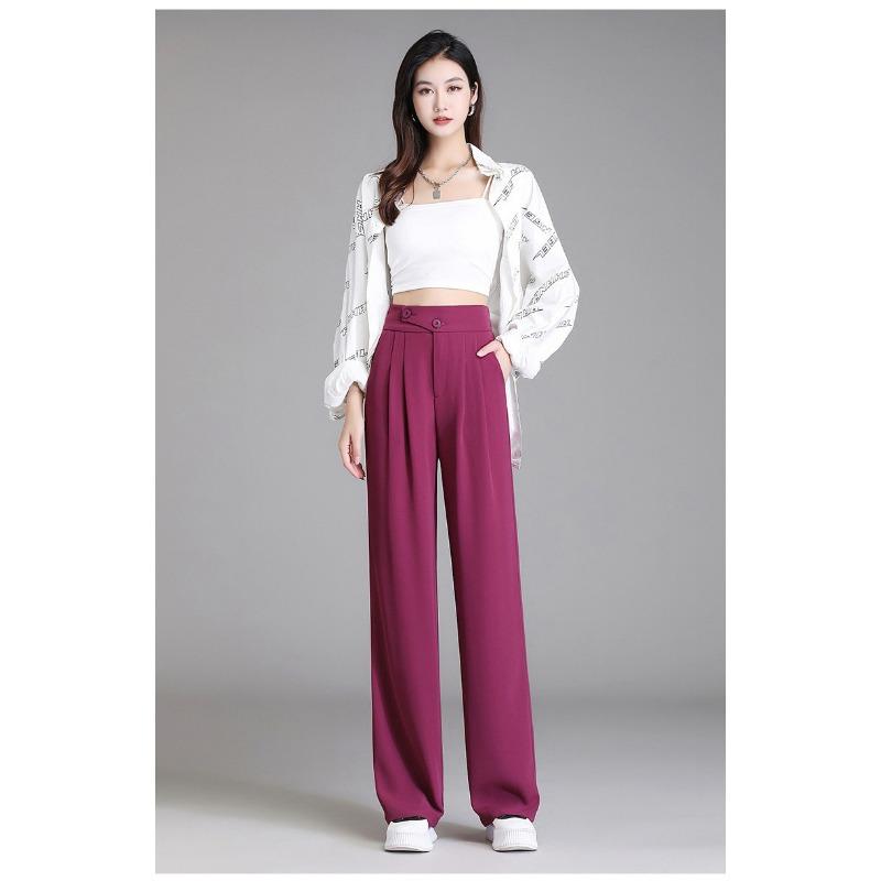 Women High Waist Slimming Straight Leg Suit Pants For Spring Autumn Commuter Wear