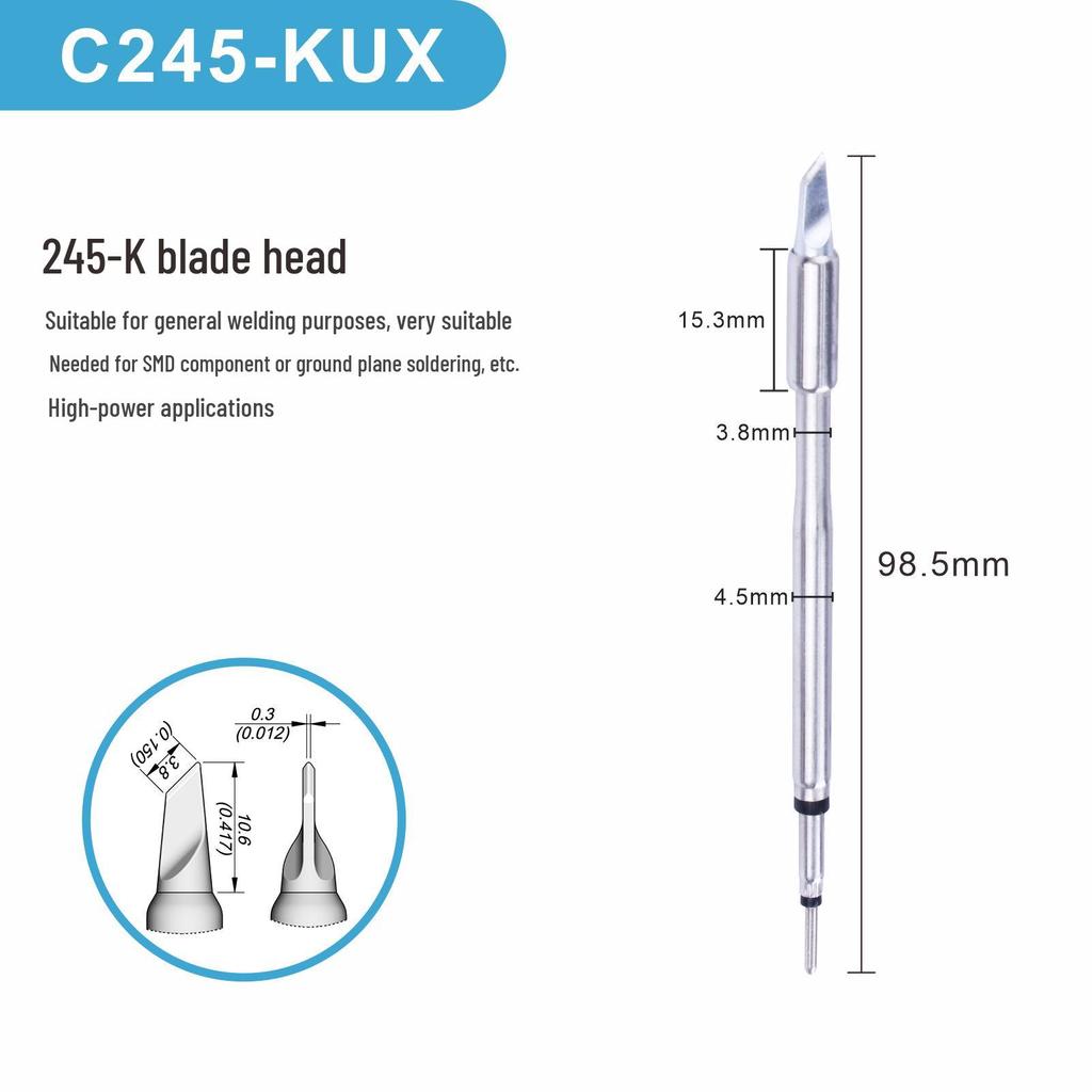 High-Quality Pure Copper C245K Soldering Iron Tip with Integrated Heating Element