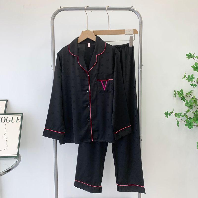 

2025 New Arrival Spring and Autumn Pajamas Black for Women Affordable Luxury Style Fancy Yang Mi Homewear Summer Silk Black XL