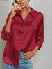 2024 Autumn Women's Elegant Satin Leopard Print Lapel Shirt