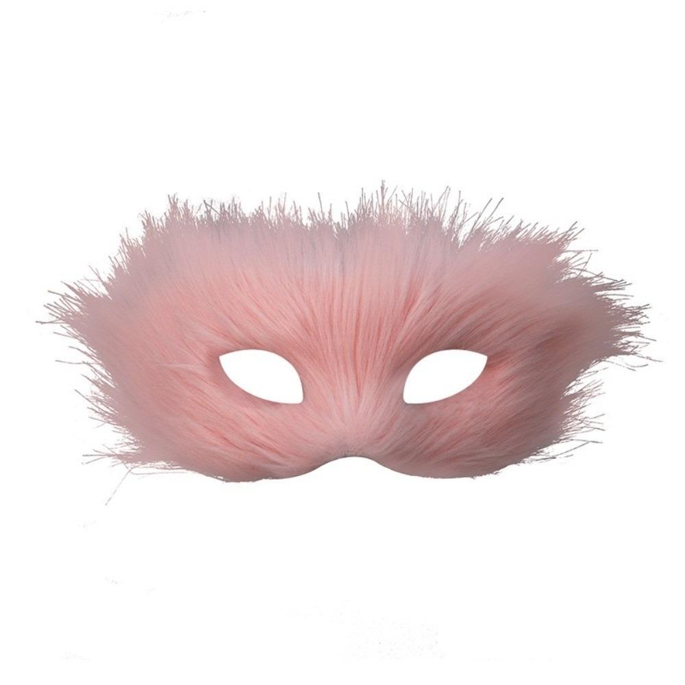 Long Furry Plush Cat Mask Animal Masquerade Mask Simple Half Face Mask  Male Female