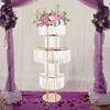 5-Tier Gold Crystal Flower Stand for Wedding Decor, Elegant Acrylic Iron Flower Holder, Modern Tabletop Display Rack for Party
