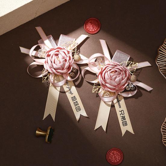 2 Buc/Set Cocarde Nuntă Chineză Decor Romantic cu Fundă Aliaj Broșe Pin Tradiționale Mire Mire pentru Nuntă Logodnă Aniversare