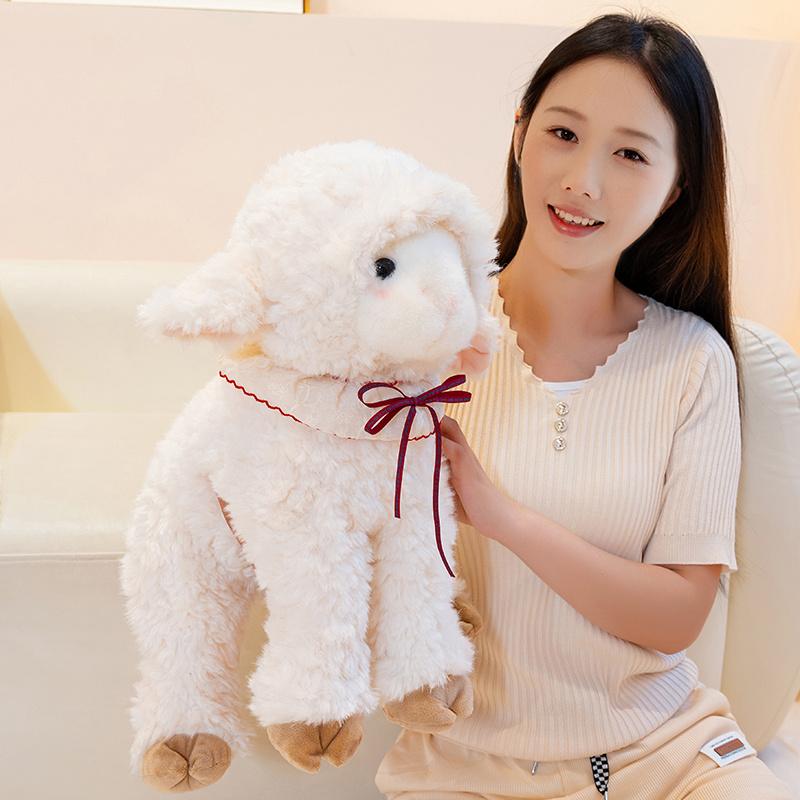 24/35/50cm Cartoon Cute Sheep Plush Doll Soft Curly Hair White Grey Brown Goat Animal Stuffed Toy Home Decor Gift For Children
