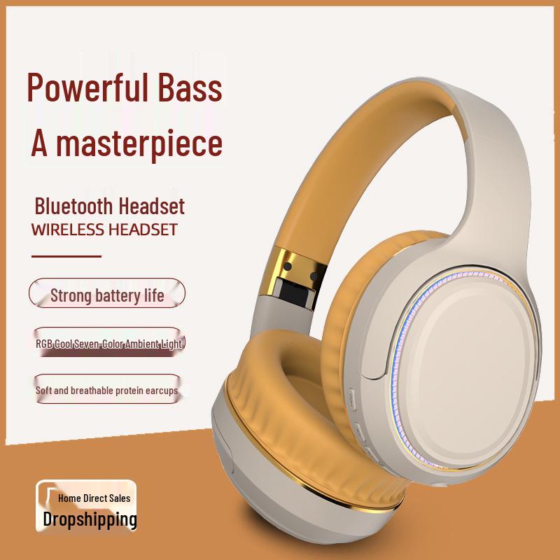 Private Mold Luminous Over-Ear Bluetooth Gaming Headset with Long Battery Life and Heavy Bass