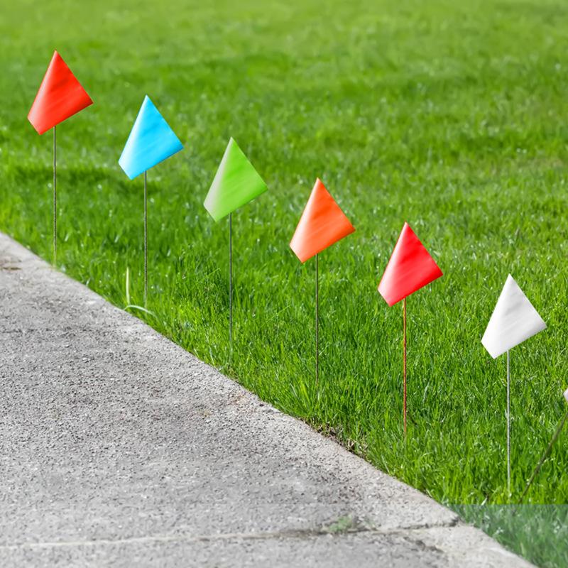 20Pz Bandierine Segnaletiche da Giardino in PVC Alta Visibilità Filo d'Acciaio per Irrigazione Prato Rilievo Confini per Decorazione Giardino di Casa