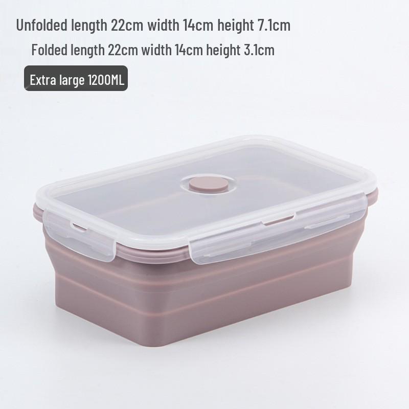 Collapsible Silicone Lunch Box Set: Microwave Steaming, Fresh-Keeping, 4-Piece Bento for Office & Picnic