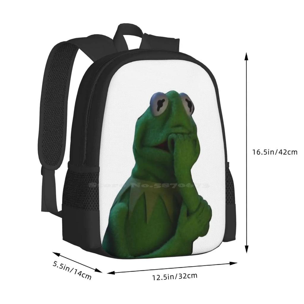 School Bag Big Capacity Backpack Laptop The Frog Meme Tumblr Funny Movie Png Cute