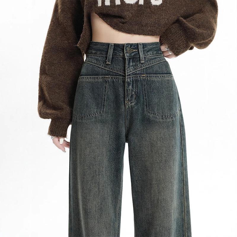 

Women s Super Soft Wide Leg Jeans: Autumn High Waist Floor-Length Loose Fit 2XL