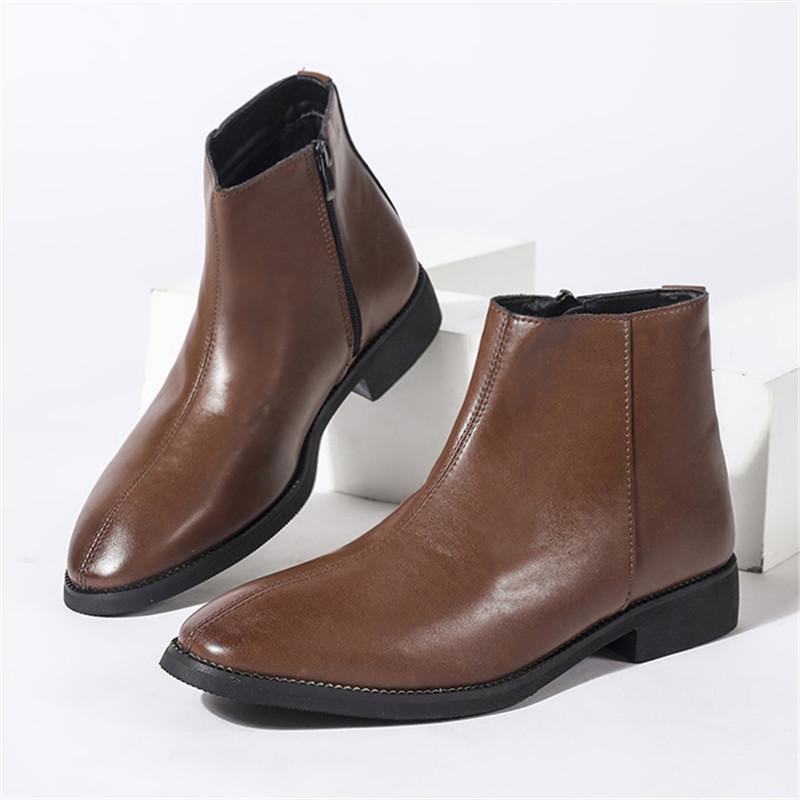 

Мода Ретро Дизайнер Новые Мужские Остроносые Лакированные Повседневные Ботильоны Мужские Зимние Высокие Удобная Обувь Zapatos Hombre 38