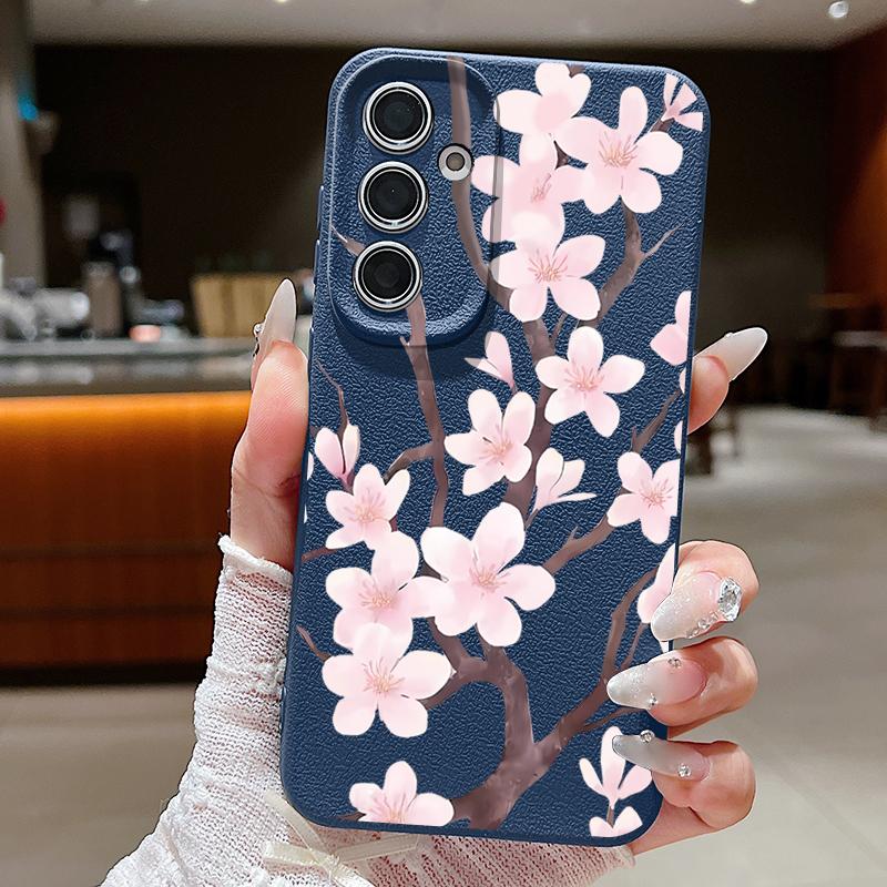 Hand-drawn Style Sakura Case For Samsung Galaxy A57 A37 A17 A56 A36 A26 A16 A55 A35 A25 A15 A54 5G S21 FE S22 S23 S24 Plus S25 Edge S26 Ultra