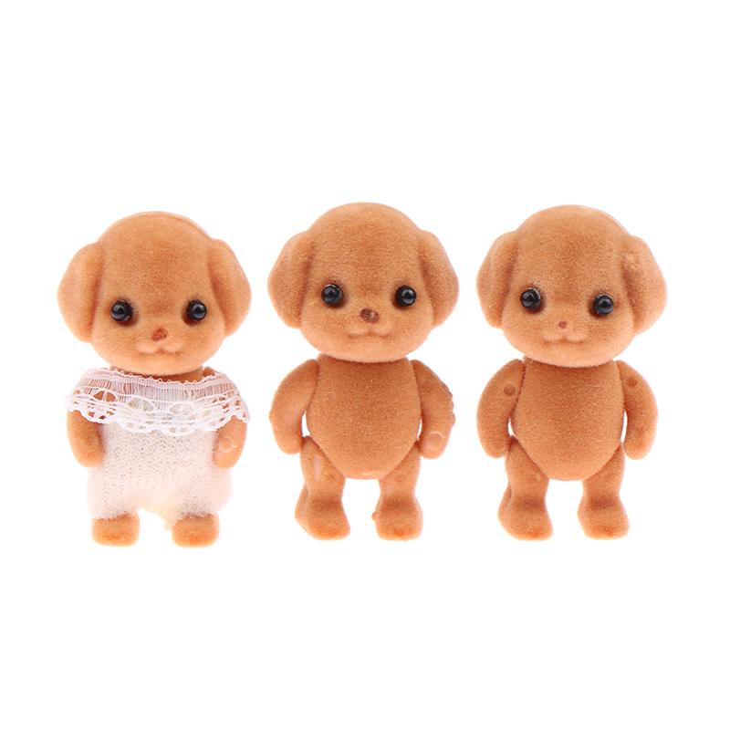 Cute Milo Poodle Dog Flocking Doll Action Figures Toy Kawaii Sylvanian Families Anime Figures Collectible Room Ornaments