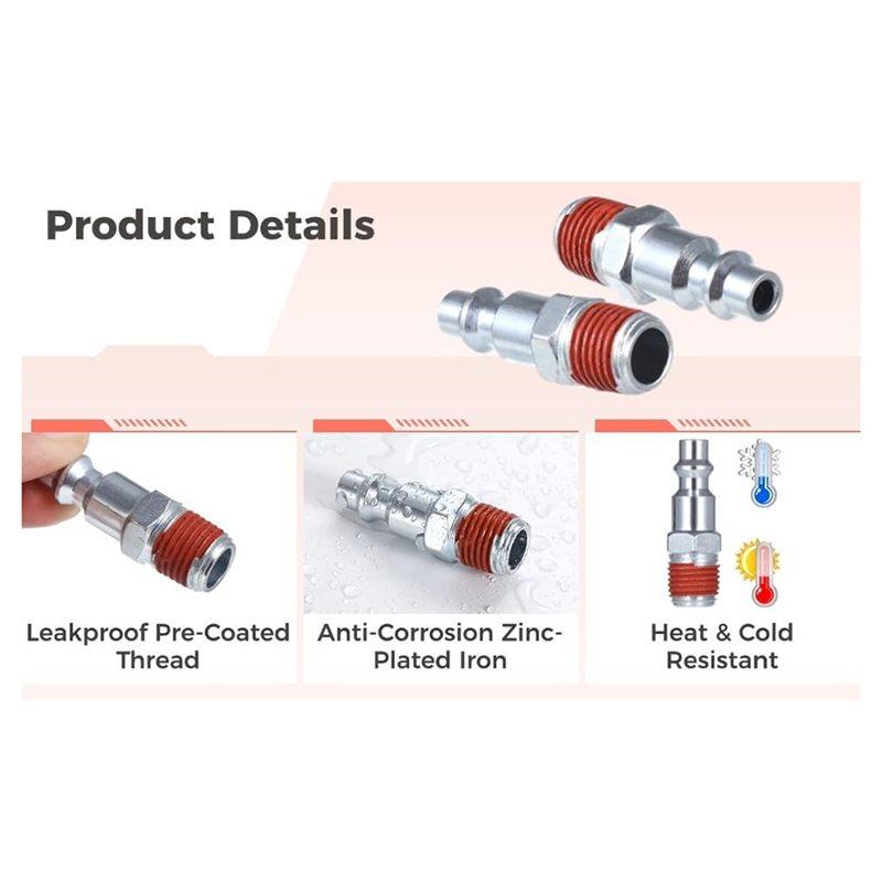 A84E-Quick Connect Adapters 25 PCS 1/4 Inch NPT Male Industrial For Air Plugs For Air Compressors