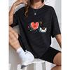 White T Shirt With Heart And Envelope Print For Casual Wear