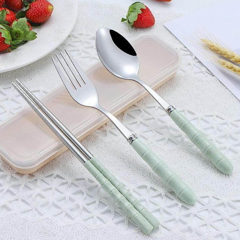 Tableware Set Portable Cutlery Set Dinnerware Set 3Pcs Stainless Steel Knife Fork Spoon Travel Flatware Sets With Box